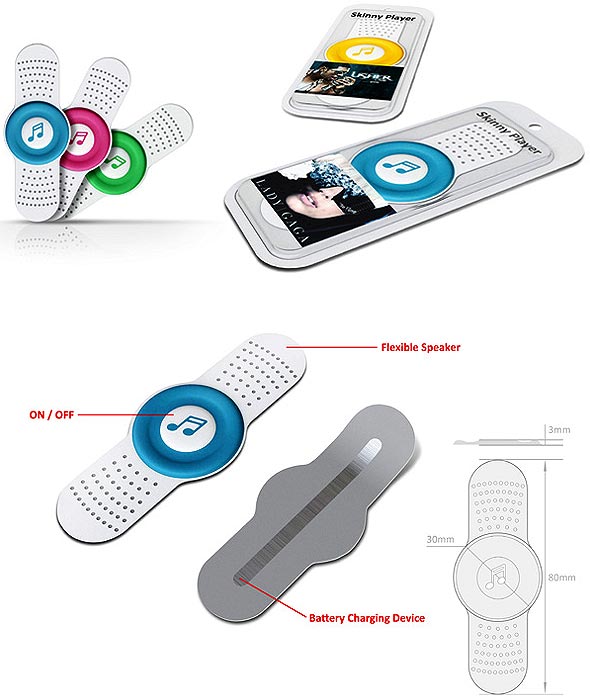 Skinny Player - идея MP3-пластыря, питающегося теплом тела.