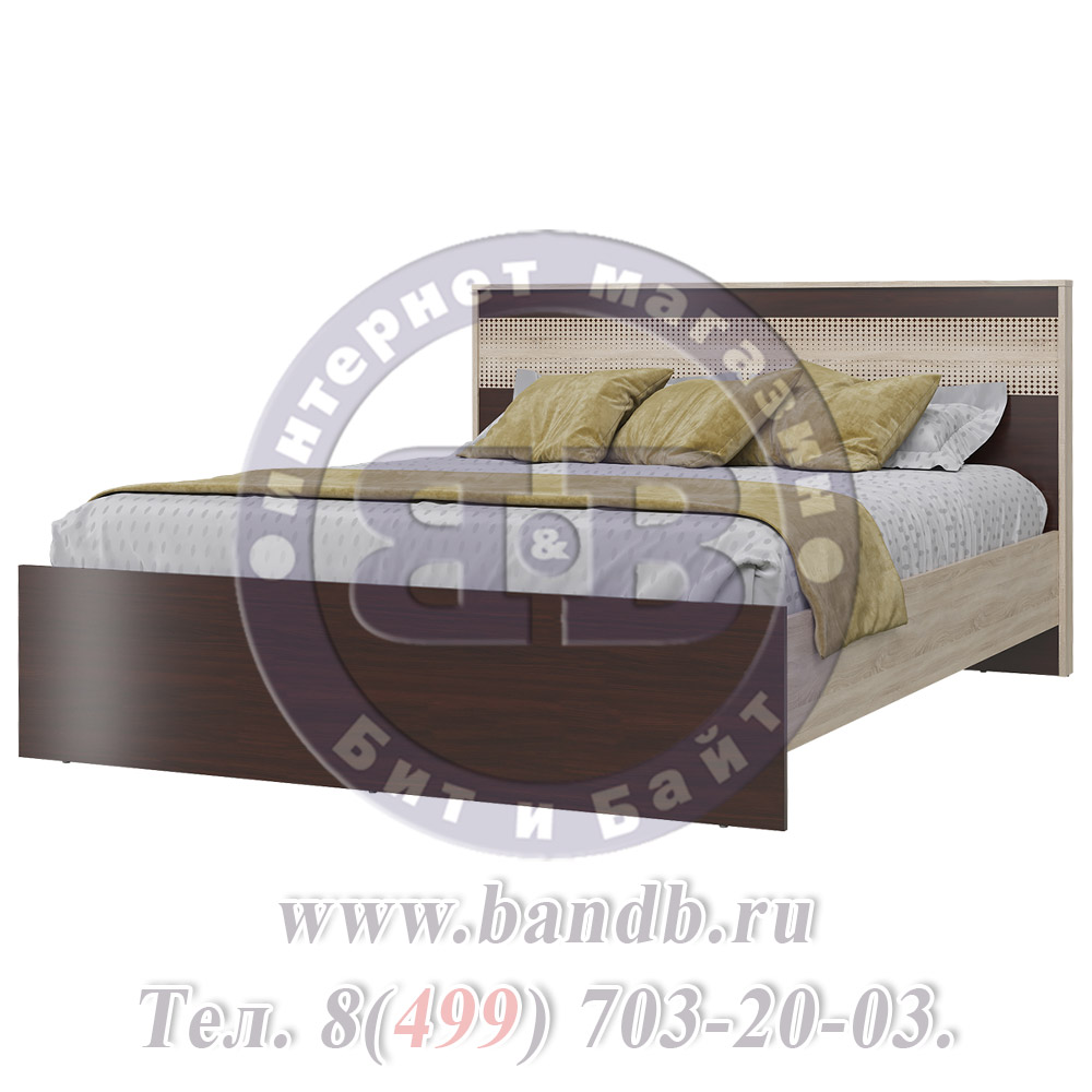 Кровать двуспальная с двумя прикроватными тумбочками Румба цвет дуб сонома/венге Картинка № 10