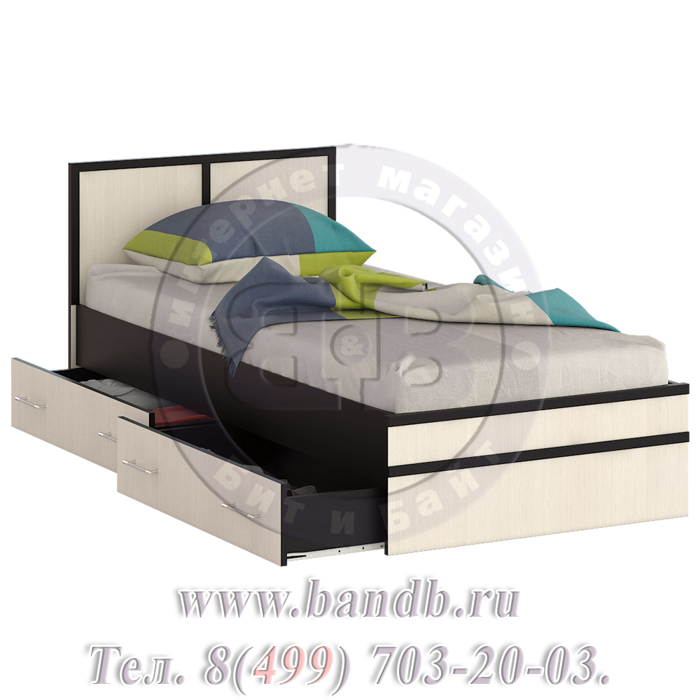 Кровать с ящиками Сакура 900 цвет венге/дуб лоредо Картинка № 2