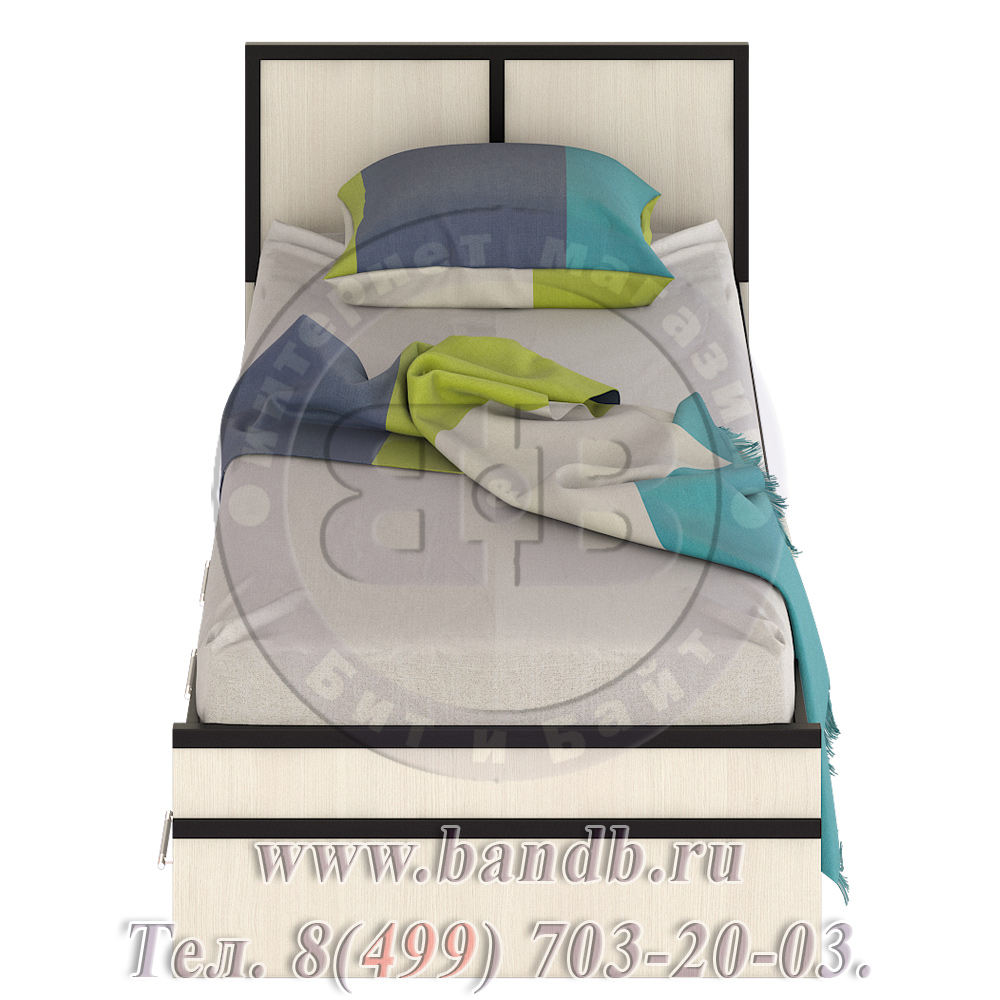 Кровать с ящиками Сакура 900 цвет венге/дуб лоредо Картинка № 5