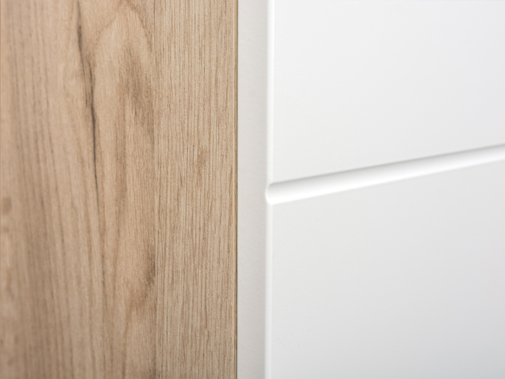 Два шкафа для одежды с комодом Лайн цвет дуб крафт серый/фасады МДФ белый глянец Картинка № 7