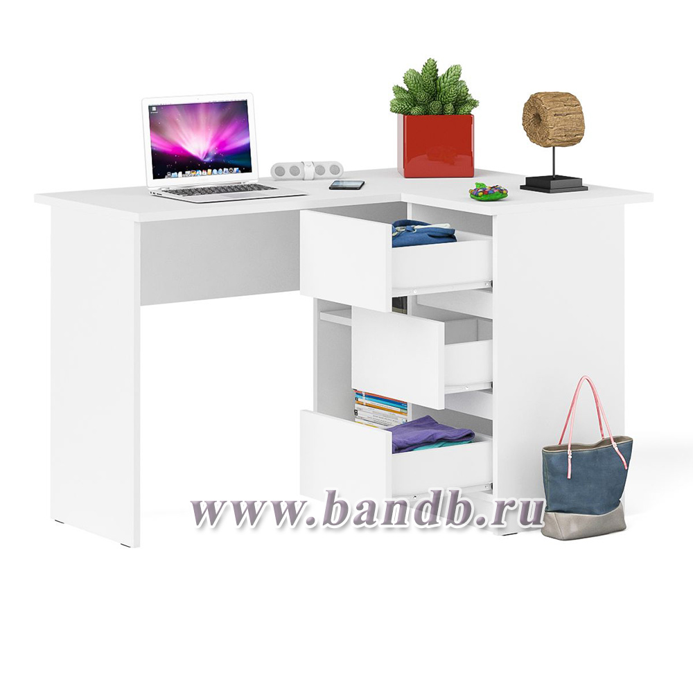 Угловой компьютерный стол Мори МС-16 правый цвет белый Картинка № 2