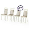 Четыре стула из массива берёзы Мебель--24 Гольф-12 цвет слоновая кость обивка ткань атина бежевая